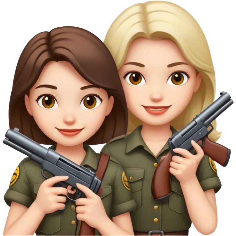 smiling girls with guns emoji