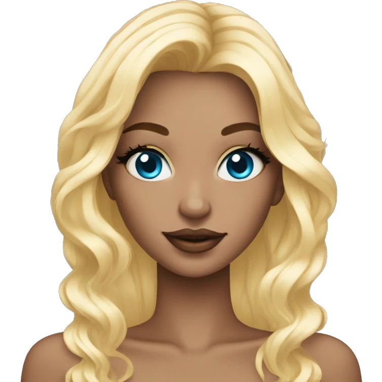 blond girl blue eyes with long nails and nails art emoji
