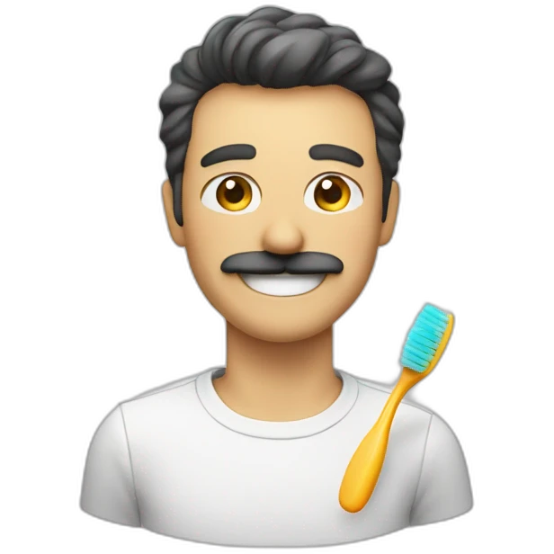 Guy with a toothbrush moustache smiling emoji