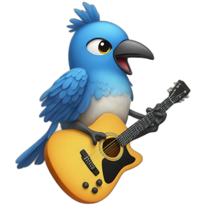 Bird playing guitar emoji