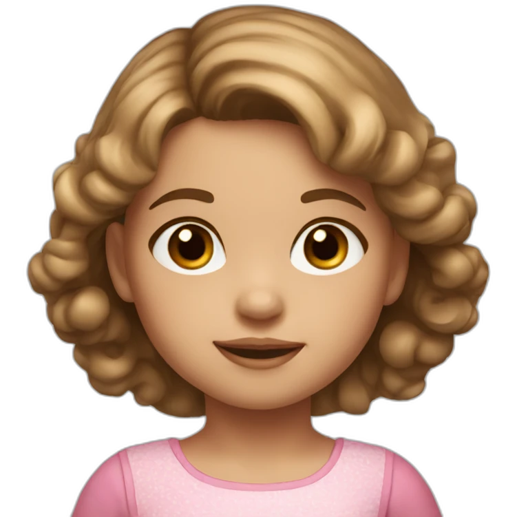 3 year old girl with light brown hair and pink dress brown eyes emoji