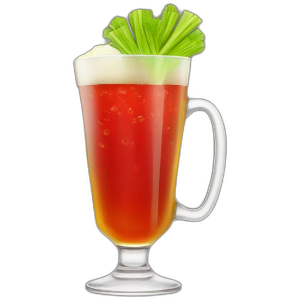 red coctail with celery served in a mug of beer emoji