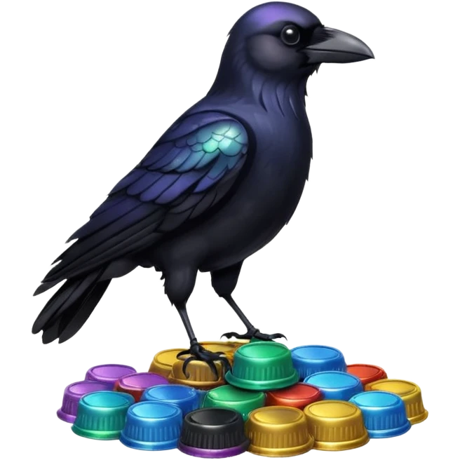Crow + bottle cap, Street Wildlife. emoji