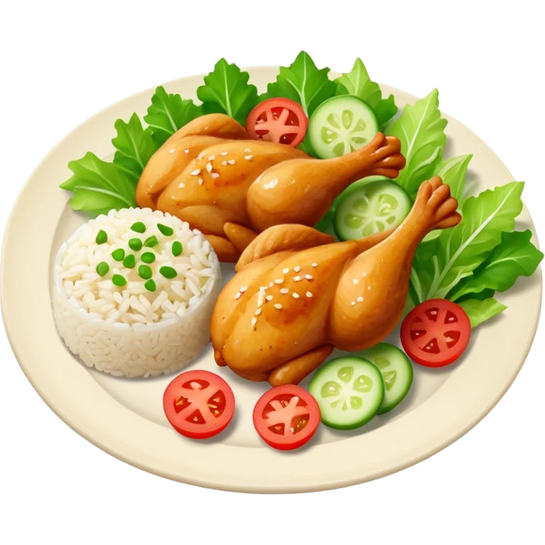 Chicken chunks and rice with salad emoji