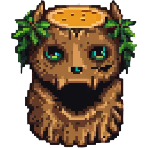 tree trunk with a face and a bat emoji
