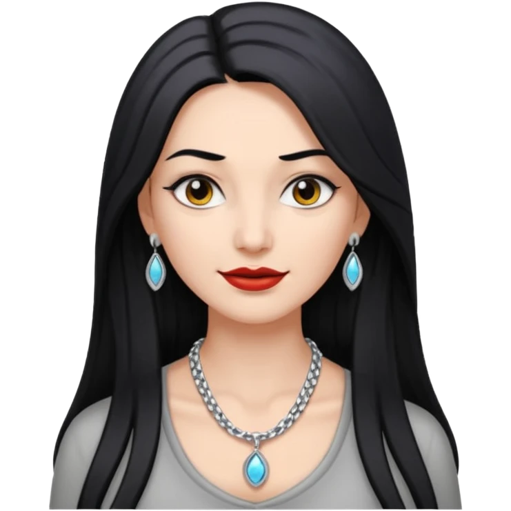 Female with Silver Necklace, grey skin,long hair, more bright silver,hihligt necklace, different expressions. emoji