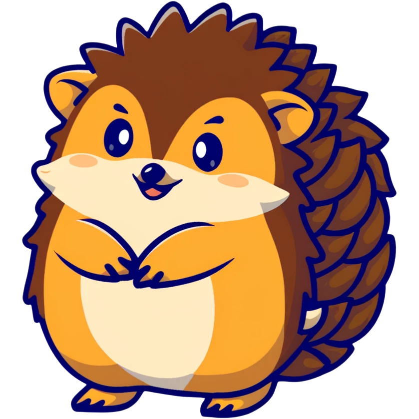 hedgehog, cartoonish sticker style emoji