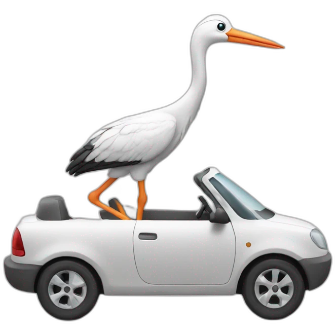 Stork driving car emoji