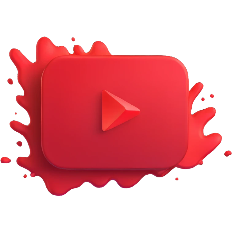 red YouTube play button logo with motion blur emoji