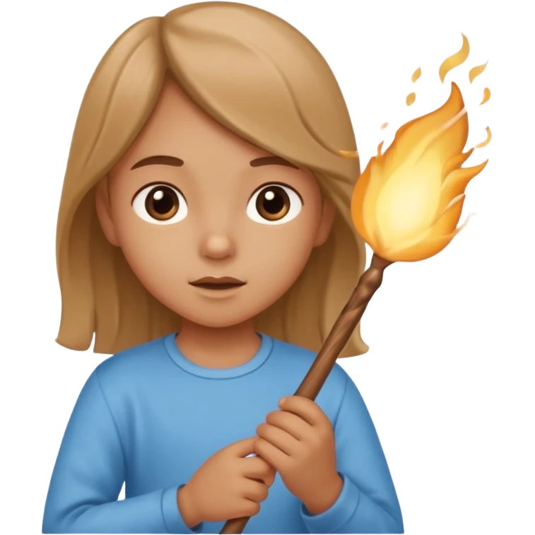 A bright child blows into a stick emoji