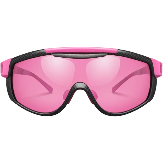pink sporty sunglasses with carbon fiber thick frame, shield visor design emoji