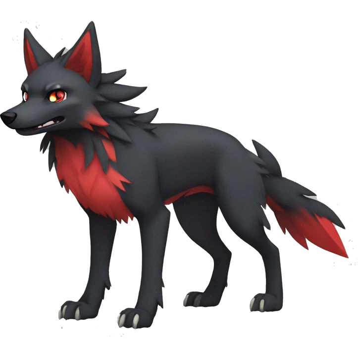 Cute cool black red nargacuga-wolf animal hybrid Fakemon full body emoji