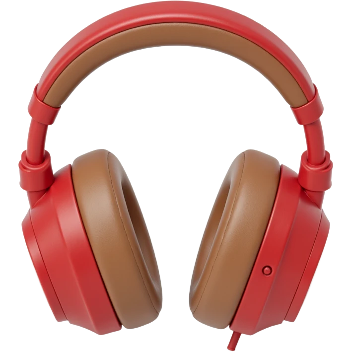 front view of over the hear headphones with a mic emoji