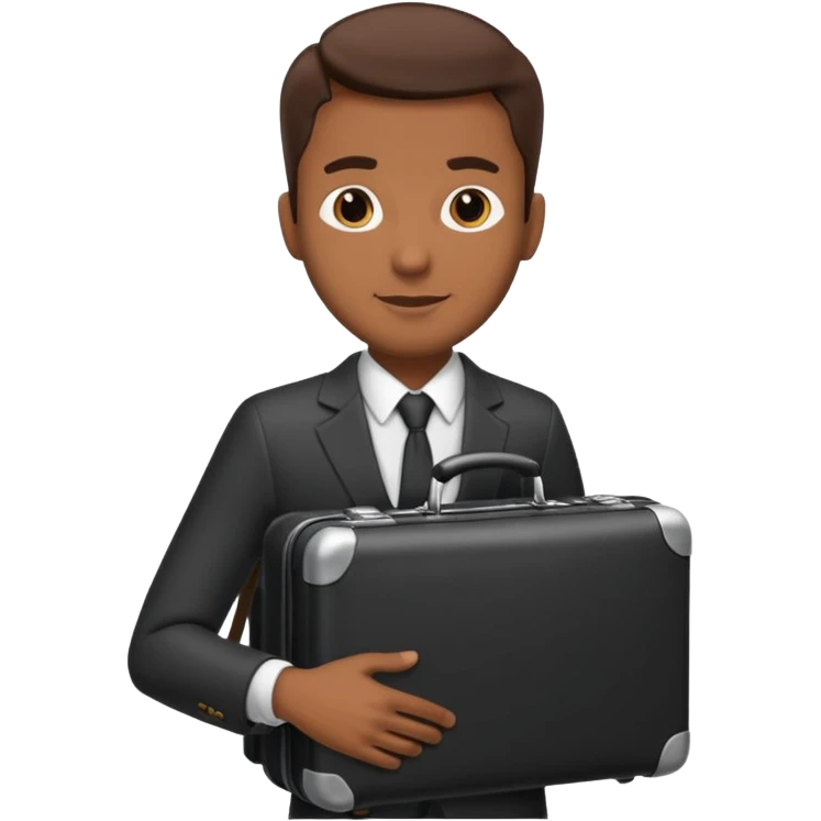 A BROWN business man with a suitcase in his hand emoji