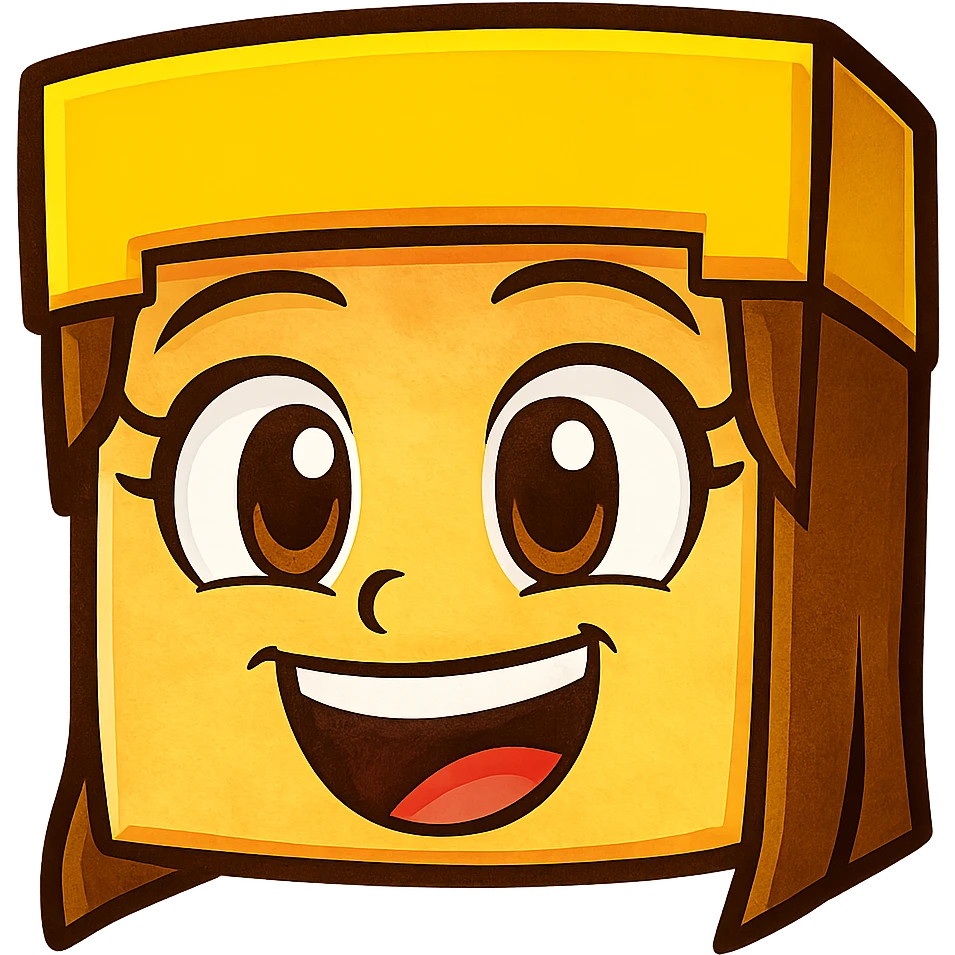 Extract only the face of the fifth character from the left, keeping the original Minecraft cartoon style and appearance, on a transparent background. emoji