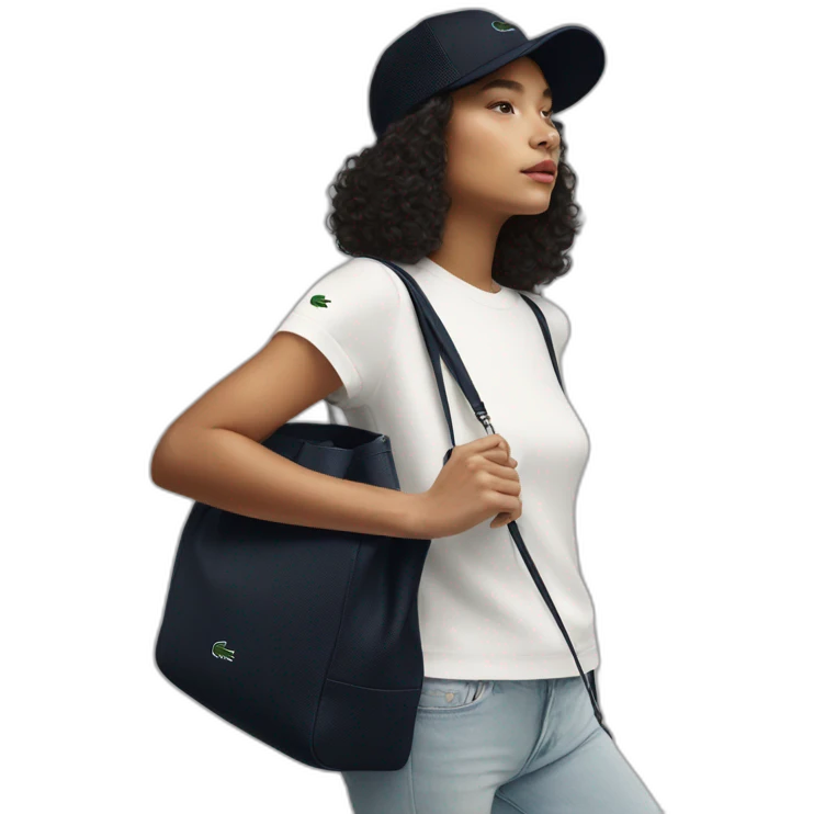 Lacoste bag latin girl with black lacoste cap emoji