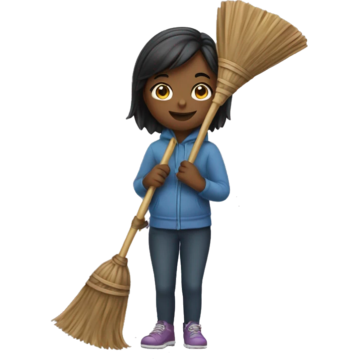 A girl holding a broom emoji