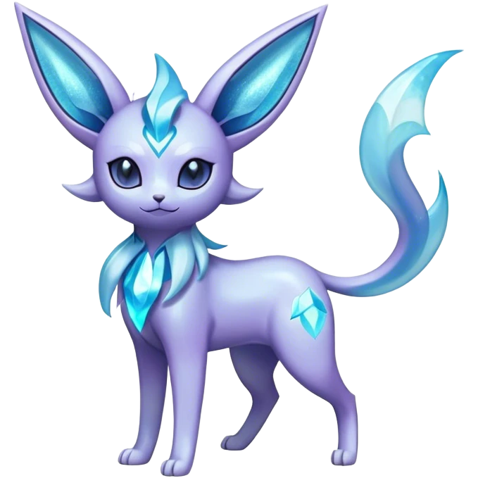 Shiny Cool Sparkly Cute Ethereal Espeon-Glaceon-Fakemon-hybrid-fusion- full body emoji