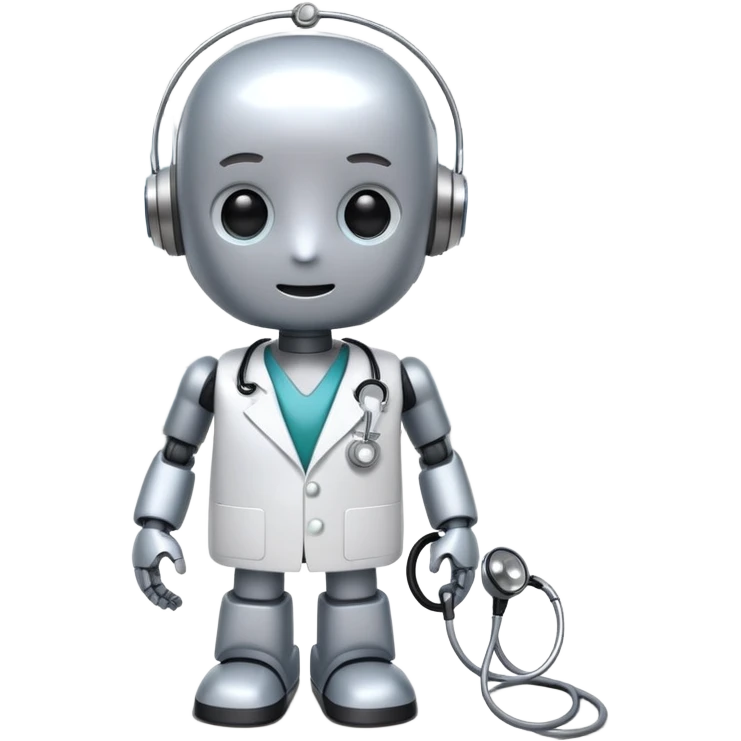 friendly AI robot doctor with stethoscope in a hospital setting emoji