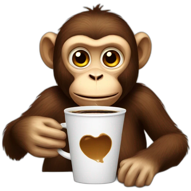 Monkey with coffe emoji