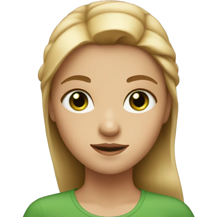A girl with green eyes, chestnut and blond hair  emoji