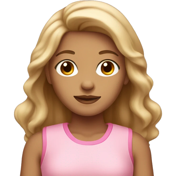 girl with ligth medium skin, brown eyes and hair wearing a pink clothes  emoji