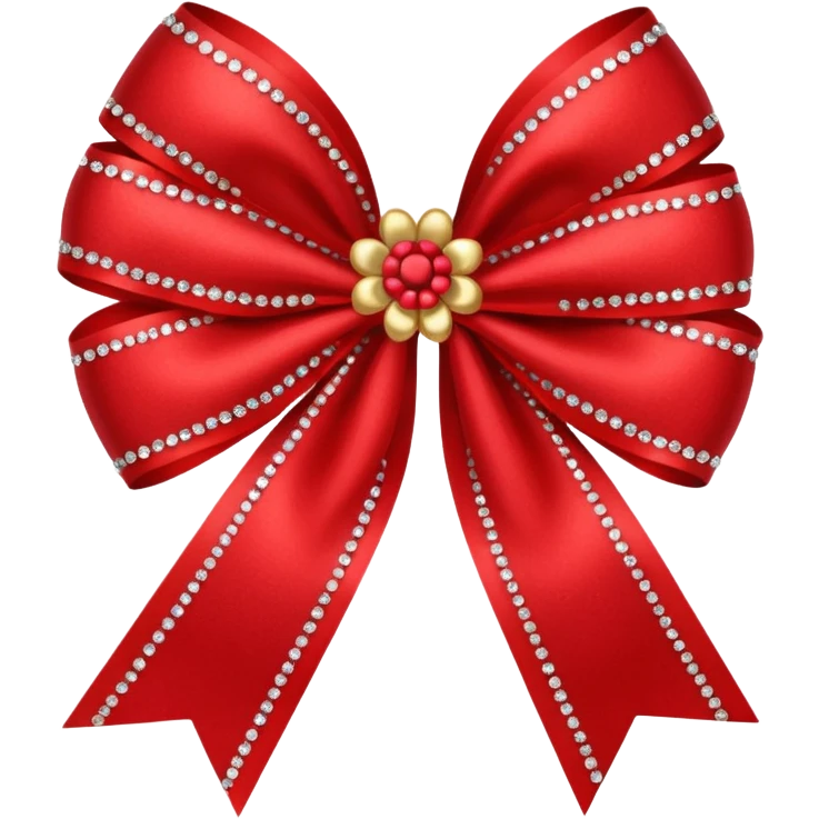 red flower bow with glitter emoji