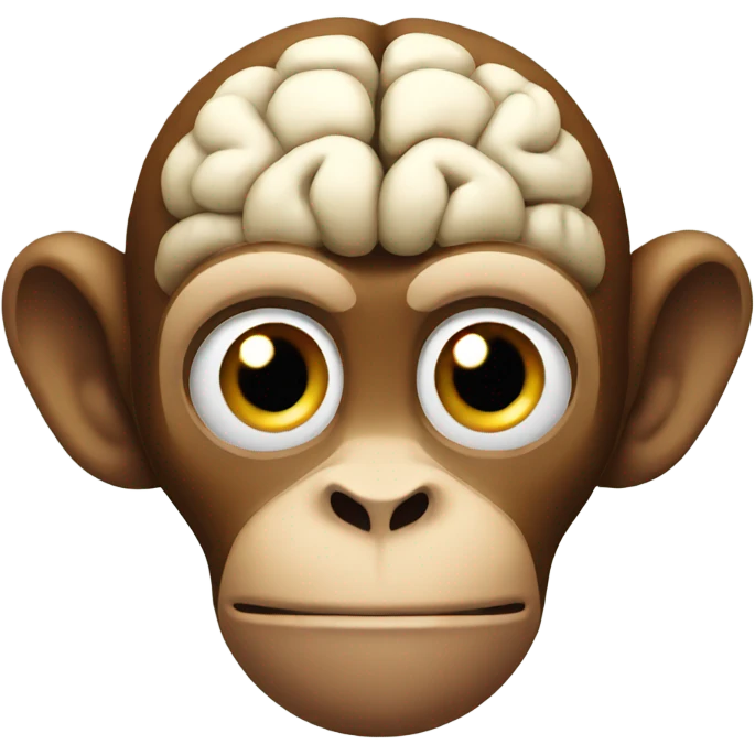 Monkey with brain showing emoji