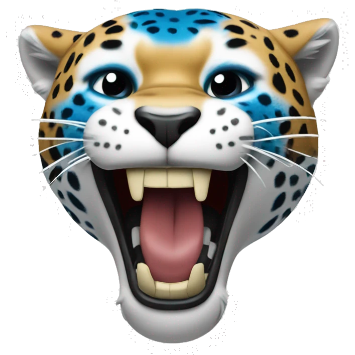 Red,blue and white cheer now that says jaguars emoji
