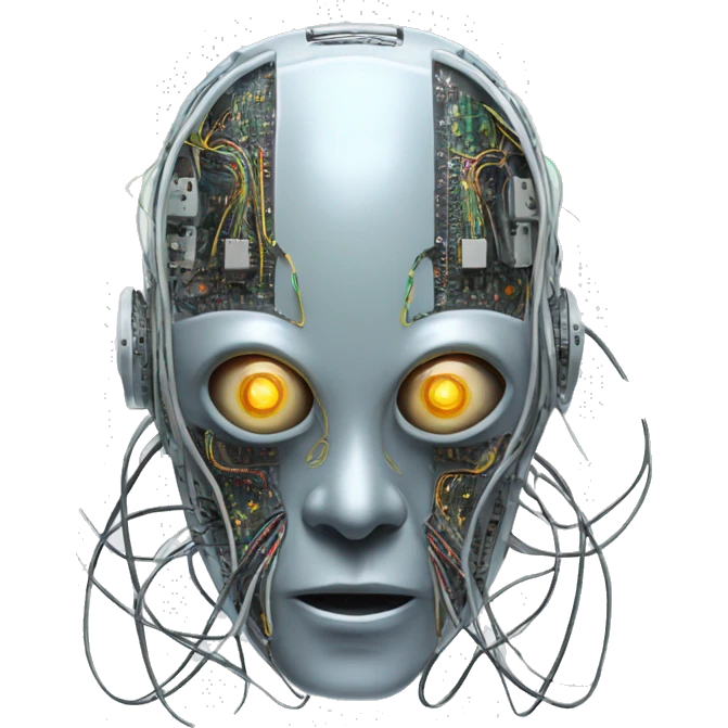 Alien robot head with wires and circuits emoji