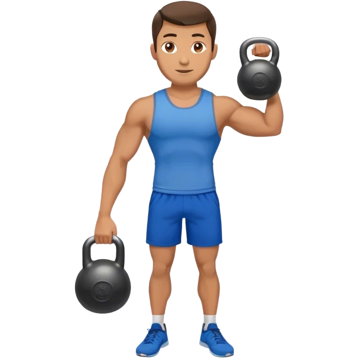 fit man with blue shorts holding kettlebell emoji