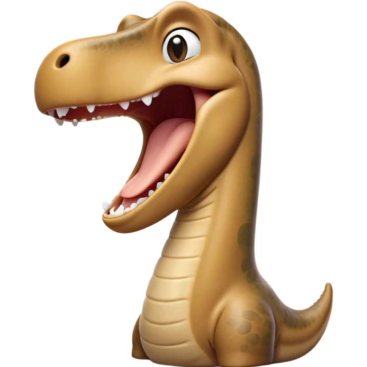 Cinematic Cute Yawning Brontosaurus Portrait Emoji, Head tilted slightly with a dramatic, wide-open yawn, showcasing its monumental, elongated neck and a massive, textured body with sleepy, half-closed eyes and a relaxed, open mouth, Simplified yet irresistibly cute features, highly detailed, glowing with a soft, cozy ancient glow, high shine, relaxed yet expressive, stylized with a dash of whimsical prehistoric ease, soft glowing outline, capturing the essence of a drowsy yet affectionate Brontosaurus that appears ready to stretch and yawn its way out of the screen! emoji