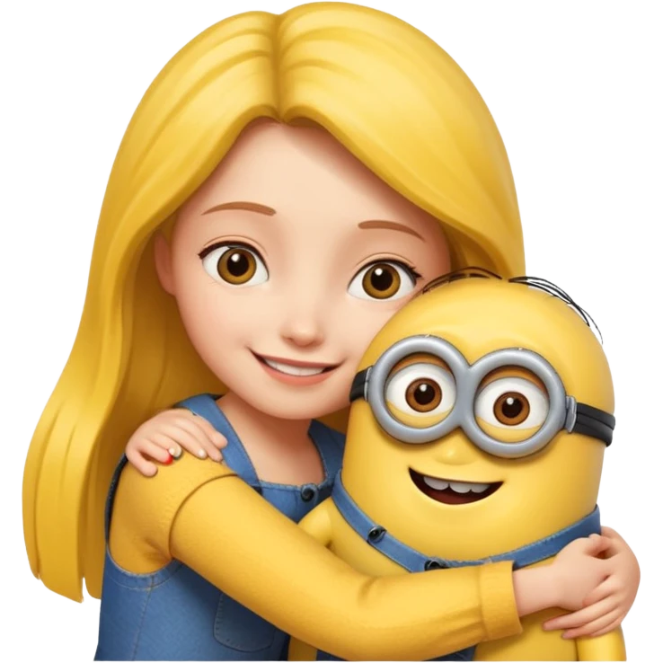 a minion hugging a girl emoji