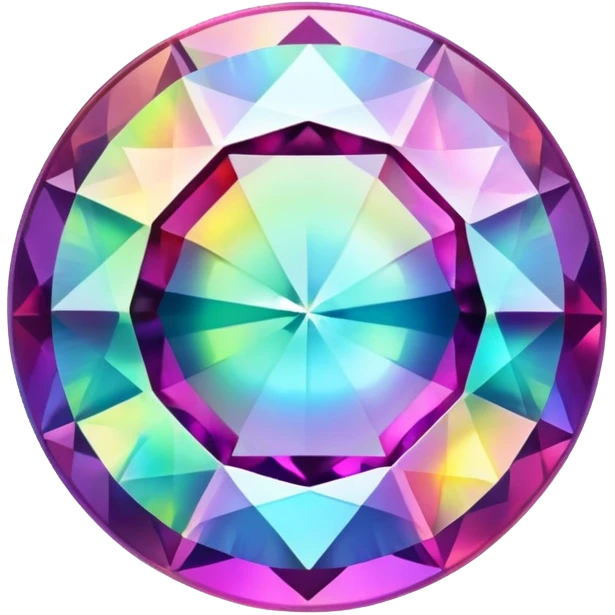 round mystic topaz holographic gem with rainbow colors emoji