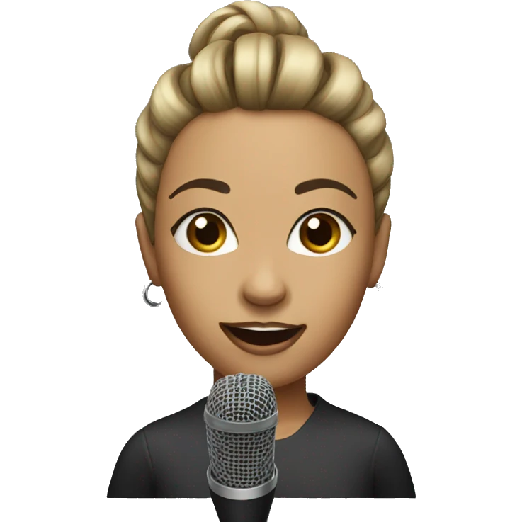 Woman with a high ponytail and a microphone emoji
