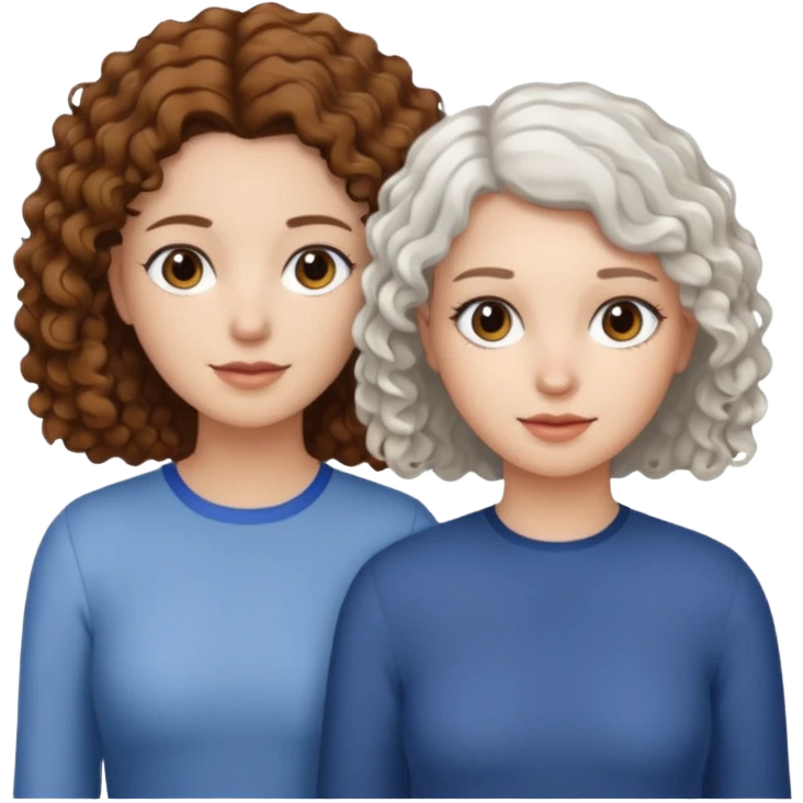 Crie um emoji meu e da minha mãe eu tenho cabelos cacheados e ela tem o cabelo liso curto e branco, nos duas somos cores branca emoji