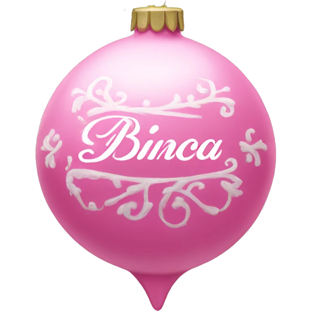pink ornament with the name bianca on it in cursive emoji