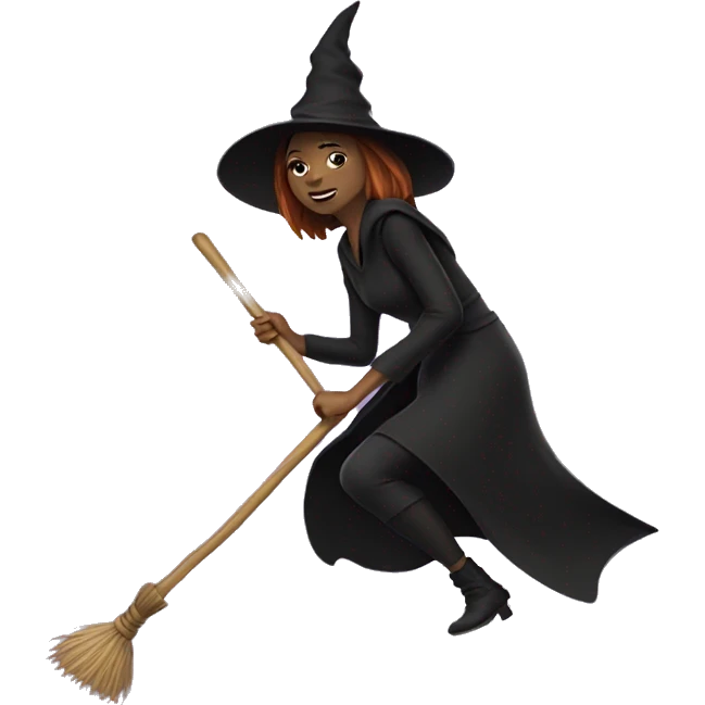 Me riding a broom with a witch hat on emoji