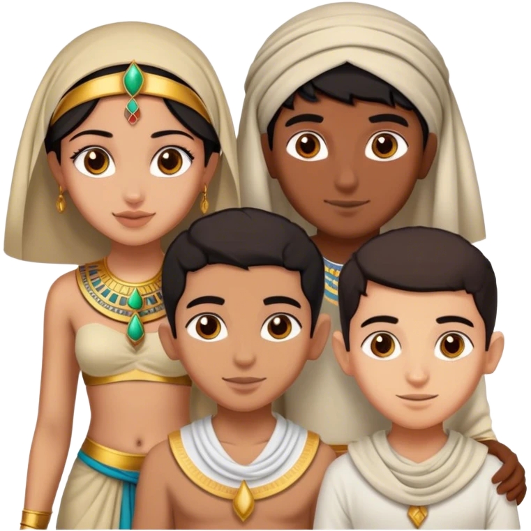 4 bestfriends, 1 south adian girl, 1 Egyptian boy, persian girl 1 moroccan boy 1 black boy emoji