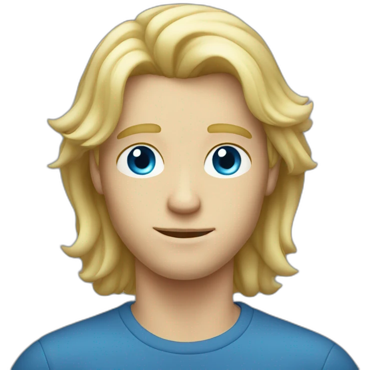 blond guy with longish hair and blue eyes emoji