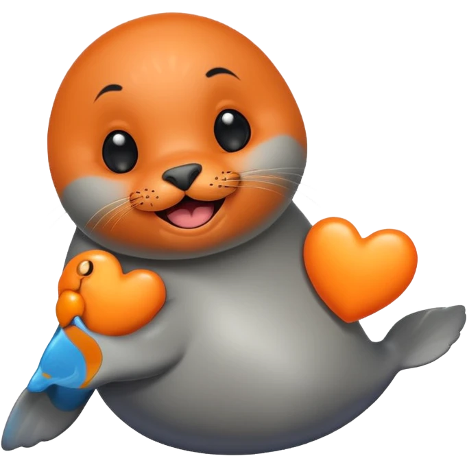 a seal in love with orange heart emoji