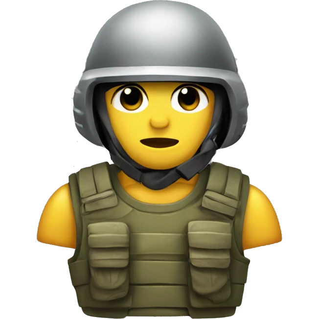a rock in an armored vest and an army helmet. emoji