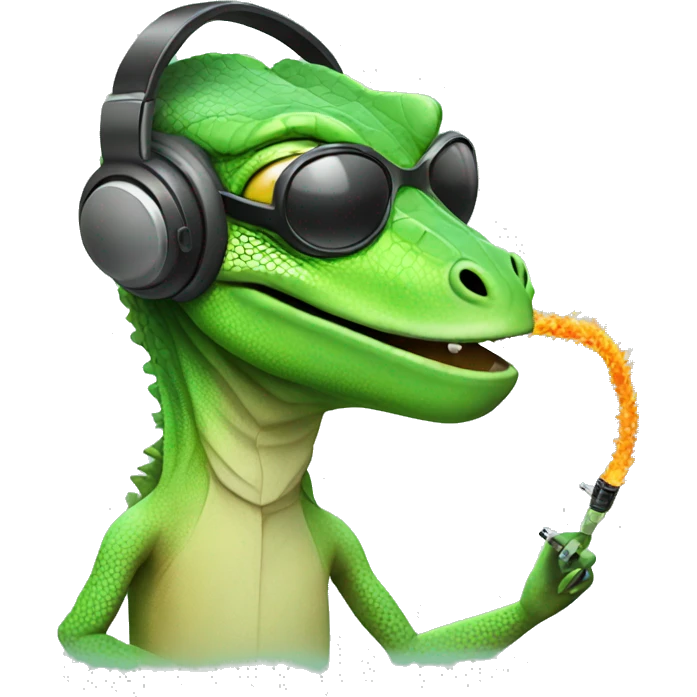 Lizard with headphones who smokes  emoji