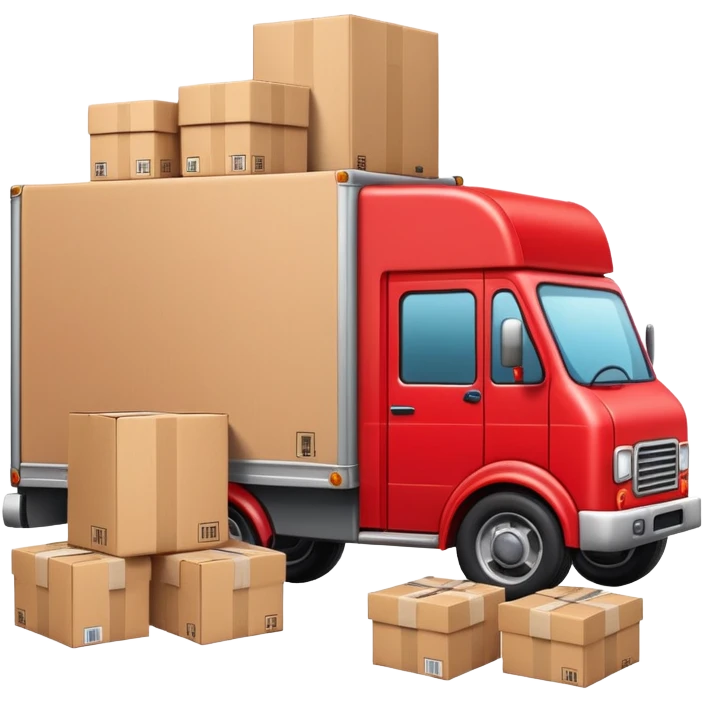 red delivery truck with packages emoji