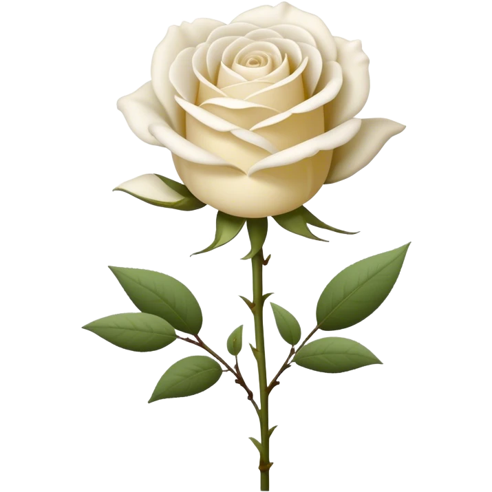single White Tea Rose, straight stem emoji
