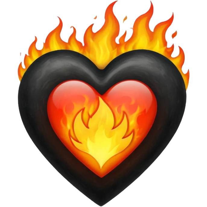 Black Heart and mixed with fire emoji