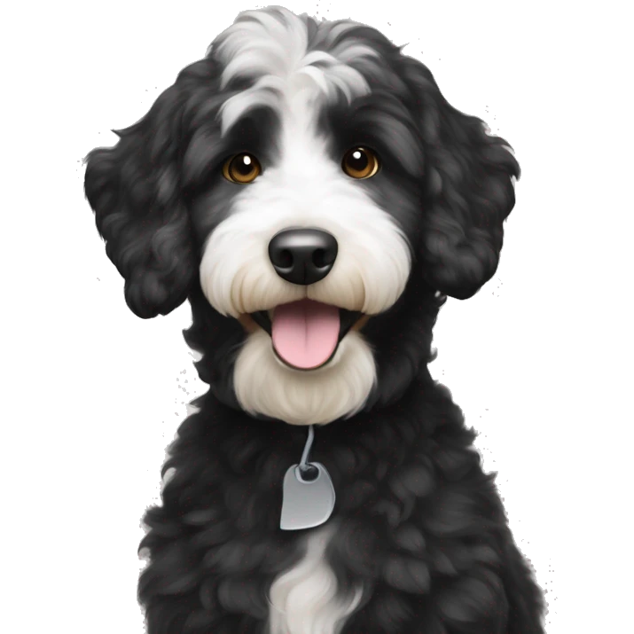 Black aussiedoodle with white muzzle emoji