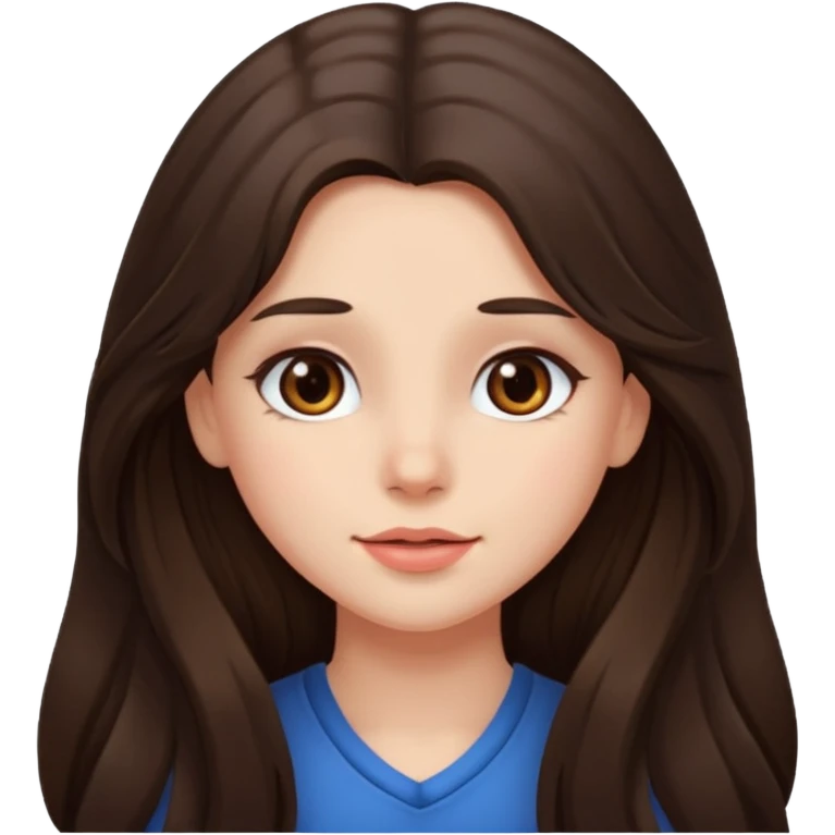 long haired brunette girl blushing a lot emoji