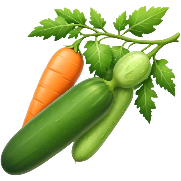 cucumber, eggplant, big carrot, on a branch emoji