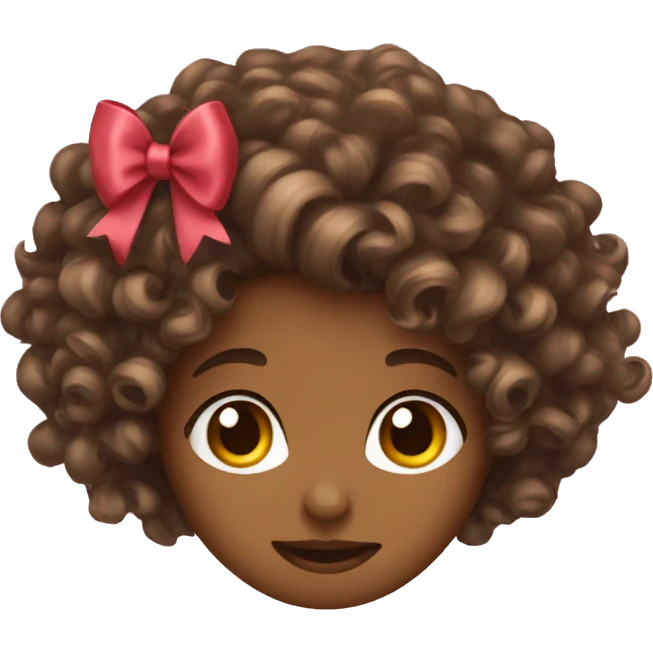 Curly hair Brown with bow emoji